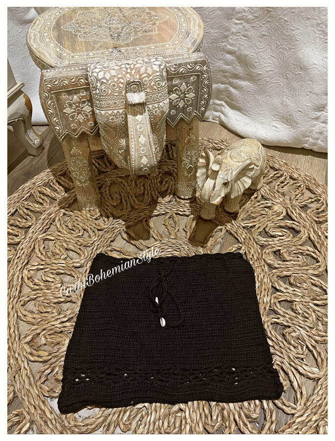 Falda Corta Crochet Negra