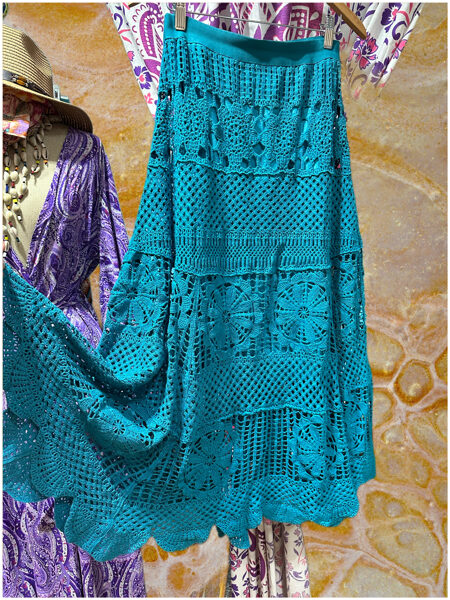 Falda Crochet Azul 